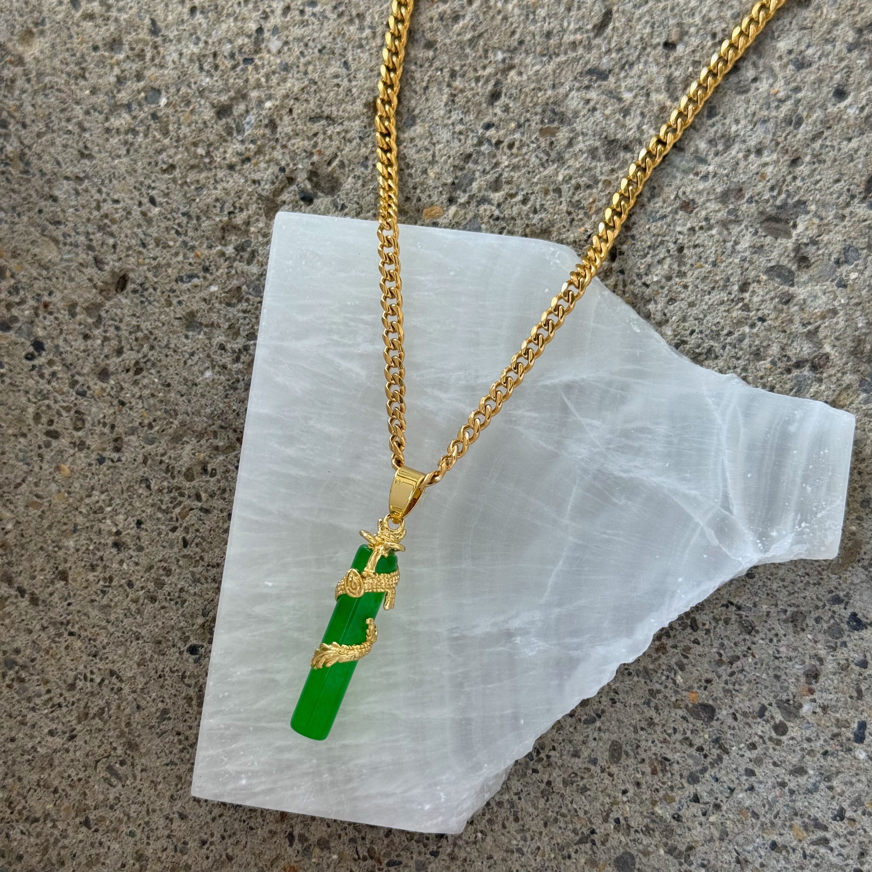 WISE DRAGON GREEN JADE necklace – Mazza Boutique