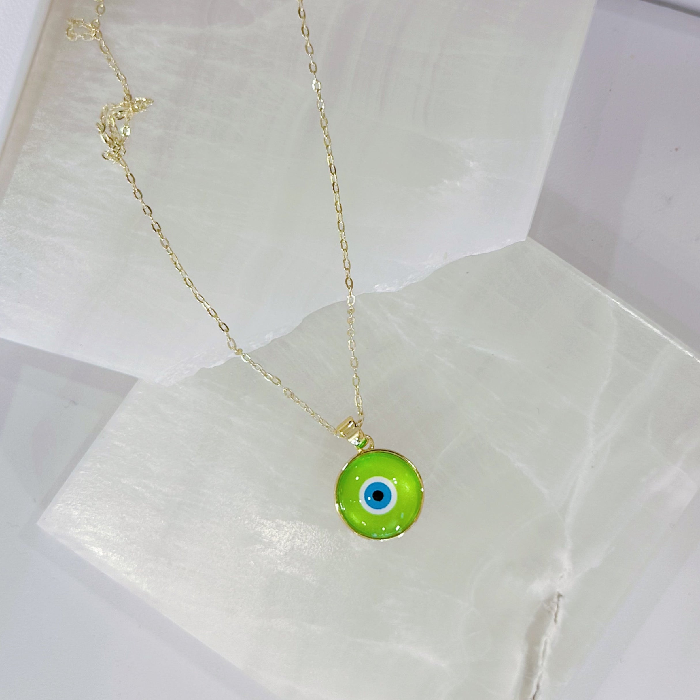 LIME GREEN EVIL EYE necklace Mazza Boutique
