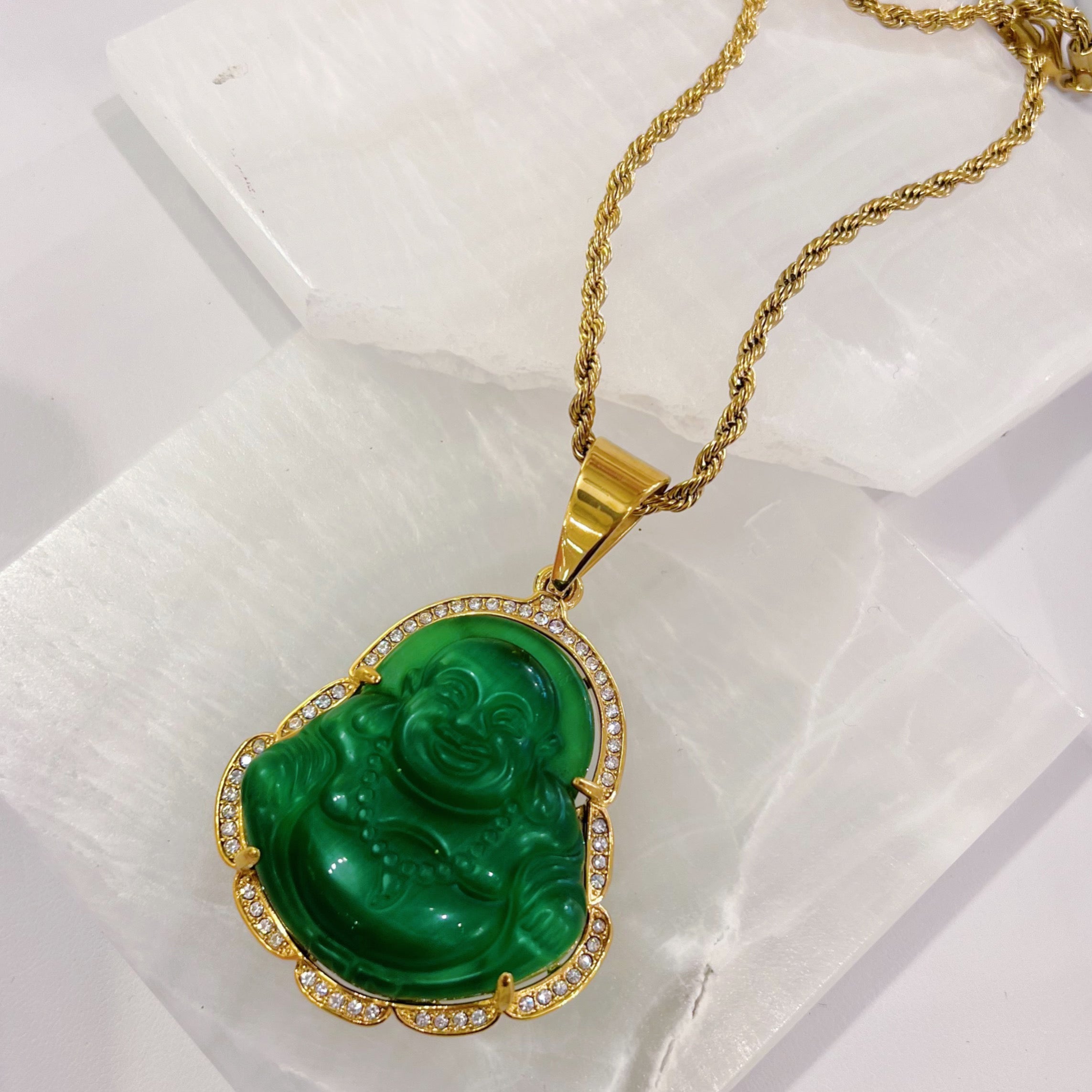 Kælder Pol oplukker GREEN BUDDHA XL STEEL necklace – Mazza Boutique