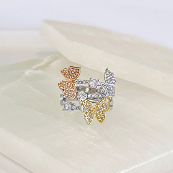 BUTTERFLY TRICOLOR ring