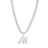 SILVER ICY INITIAL CURSIVE TENNIS necklace