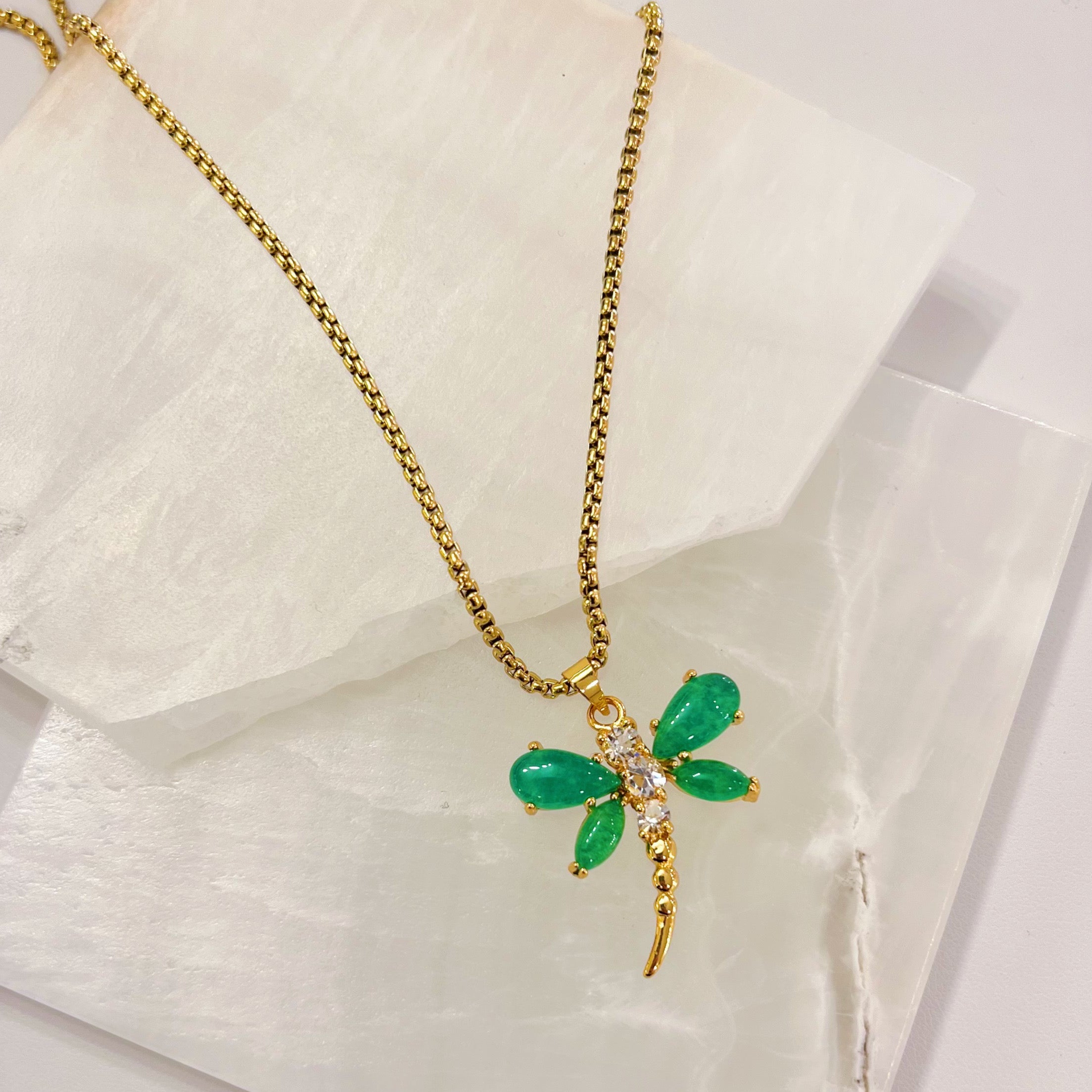 Jade dragonfly necklace on sale