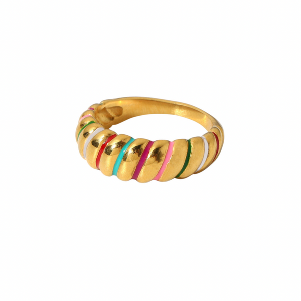 MULTICOLOR TWISTED DOME ring