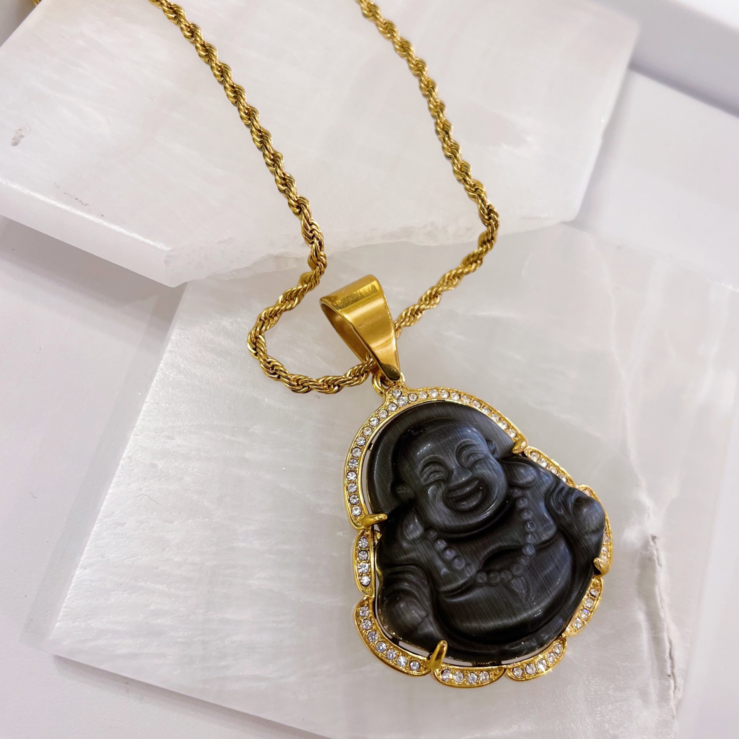 lommelygter laser vigtig BLACK BUDDHA XL STEEL necklace – Mazza Boutique