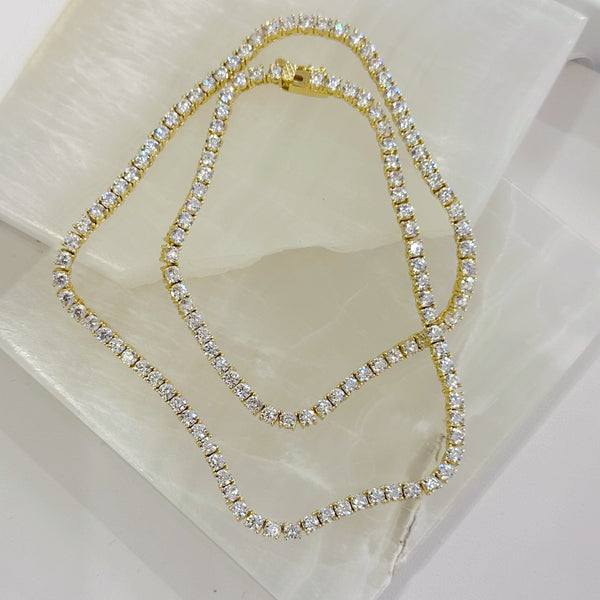 3MM GOLD STERLING TENNIS necklace