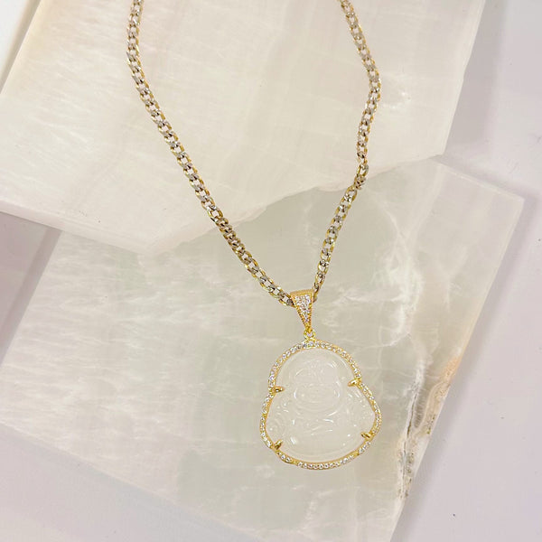GOLD CRYSTAL WHITE BUDDHA necklace