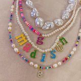 CUSTOM INITIAL COLOR PEARL necklace