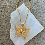 GOLD LARGE CRYSTAL BUTTERFLY necklace