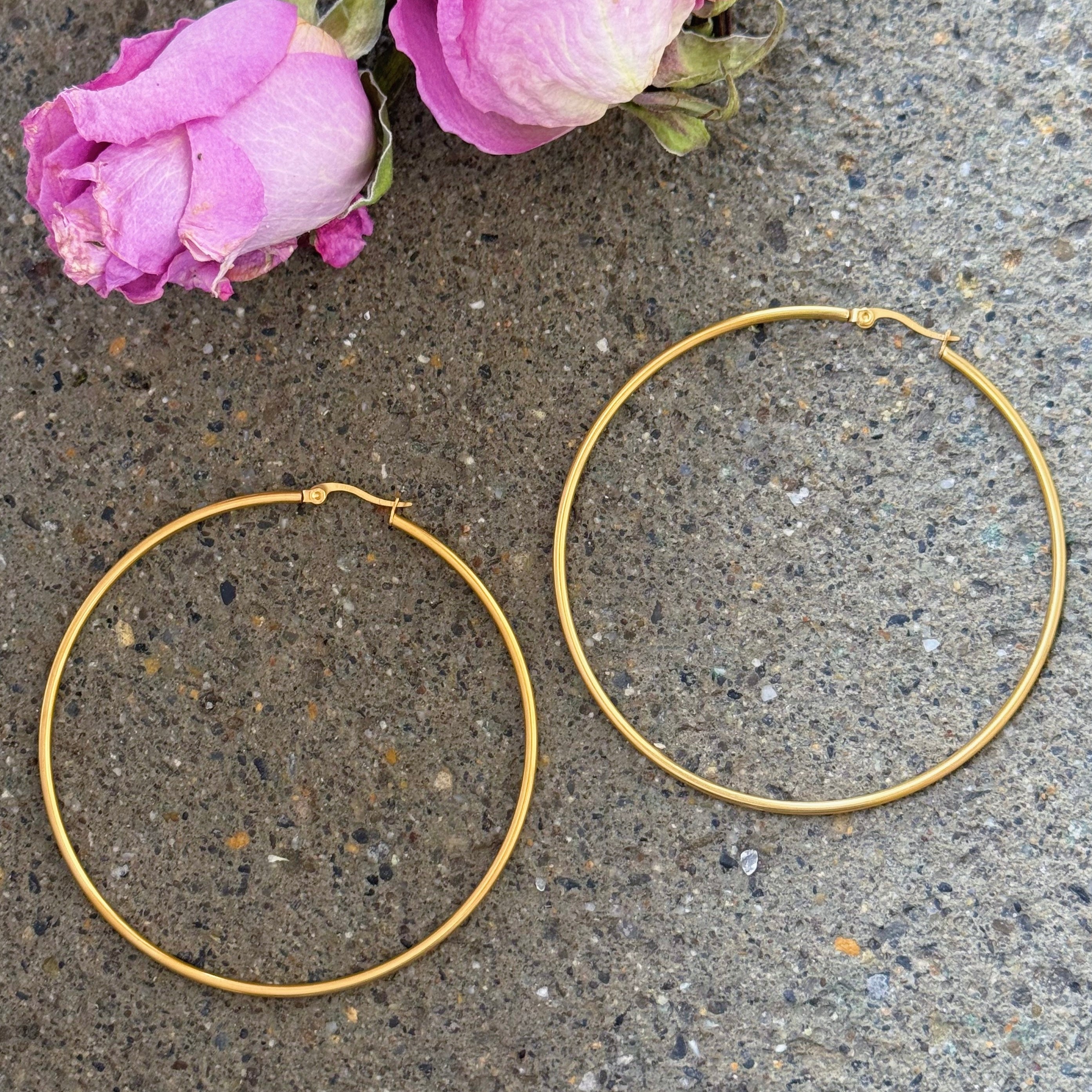 70MM GOLD THIN HOOP earrings