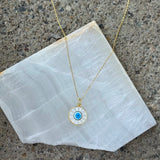 GOLD EVIL EYE ROUND MOTHER OF PEARL MINI necklace
