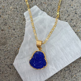 DARK BLUE BUDDHA GOLD STEEL MINI necklace
