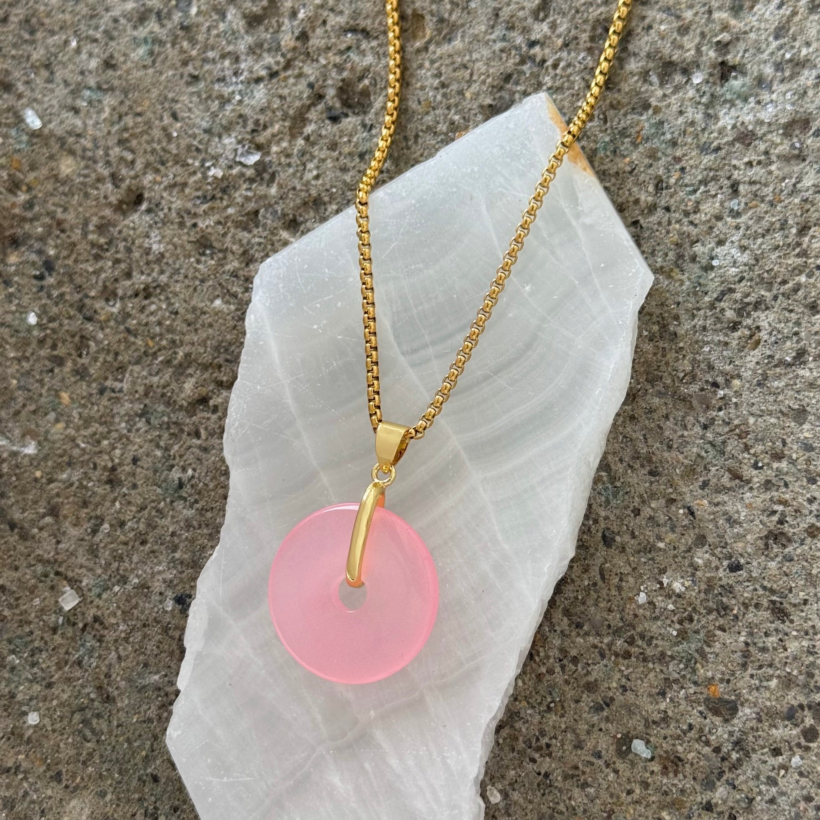 ROUND PINK JADE necklace