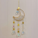 CLEAR QUARTZ CRESCENT MOON sun catcher