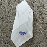 SILVER PINK BLUE OMBRÉ CRYSTAL necklace