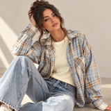 OVERSIZED LIGHT BLUE PLAID FLANNEL shirt
