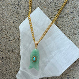 GOLD GREEN AVENTURINE FISH necklace