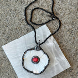 BLACK DIAMOND CUT BEADED FLOWER necklace