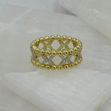 GOLD CRYSTAL FLOWER BEADED ring