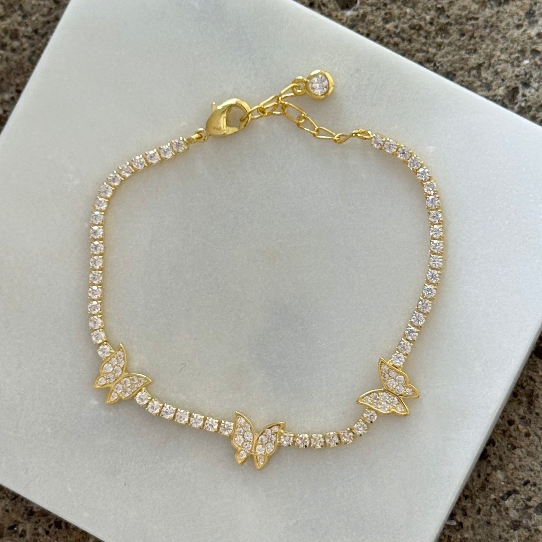 GOLD CRYSTAL BUTTERFLY TENNIS bracelet