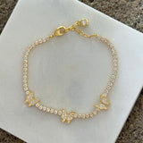 GOLD CRYSTAL BUTTERFLY TENNIS bracelet