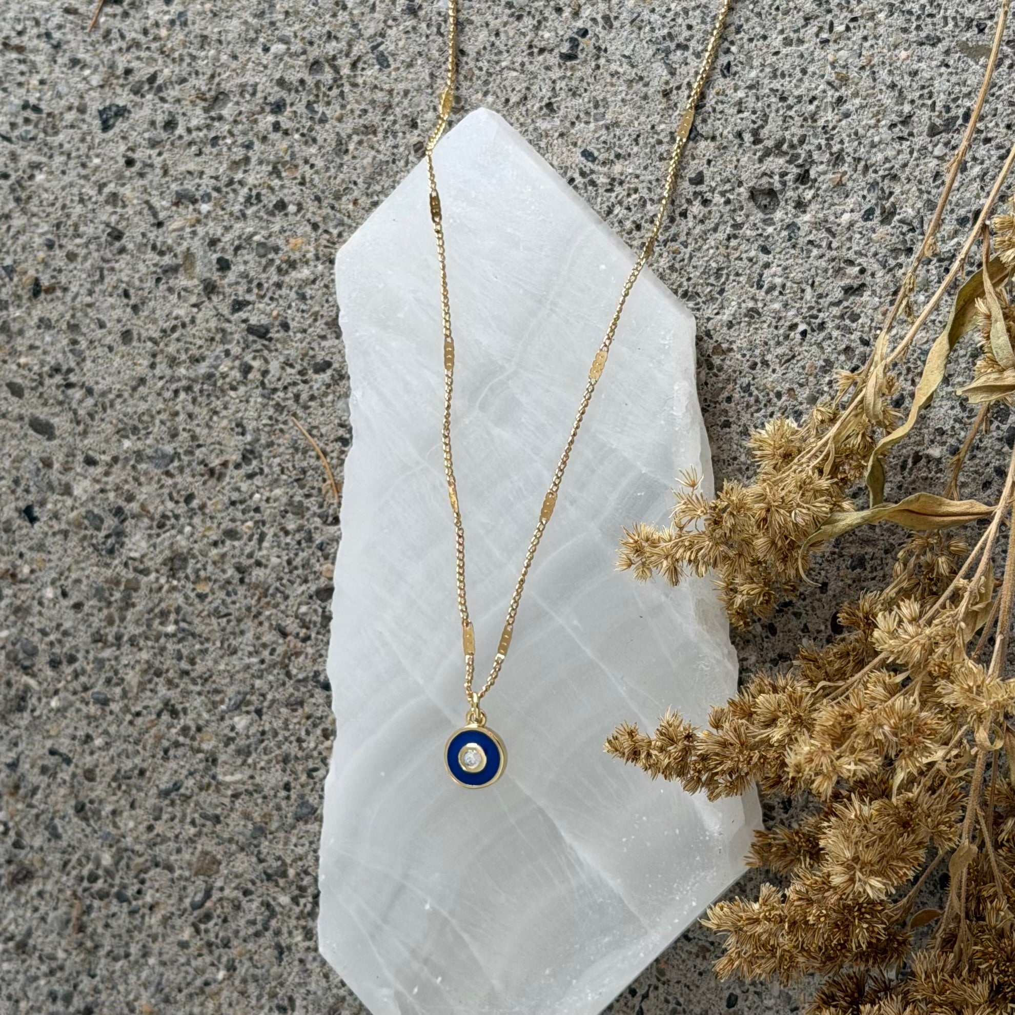 DARK BLUE ENAMEL EYE SUPER MINI necklace