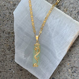 POWERFUL DRAGON LIGHT GREEN JADE necklace