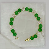 CRYSTAL FLOWER DOUBLE GREEN JADE bracelet