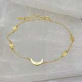 GOLD DAINTY CRESCENT MOON & STARS bracelet