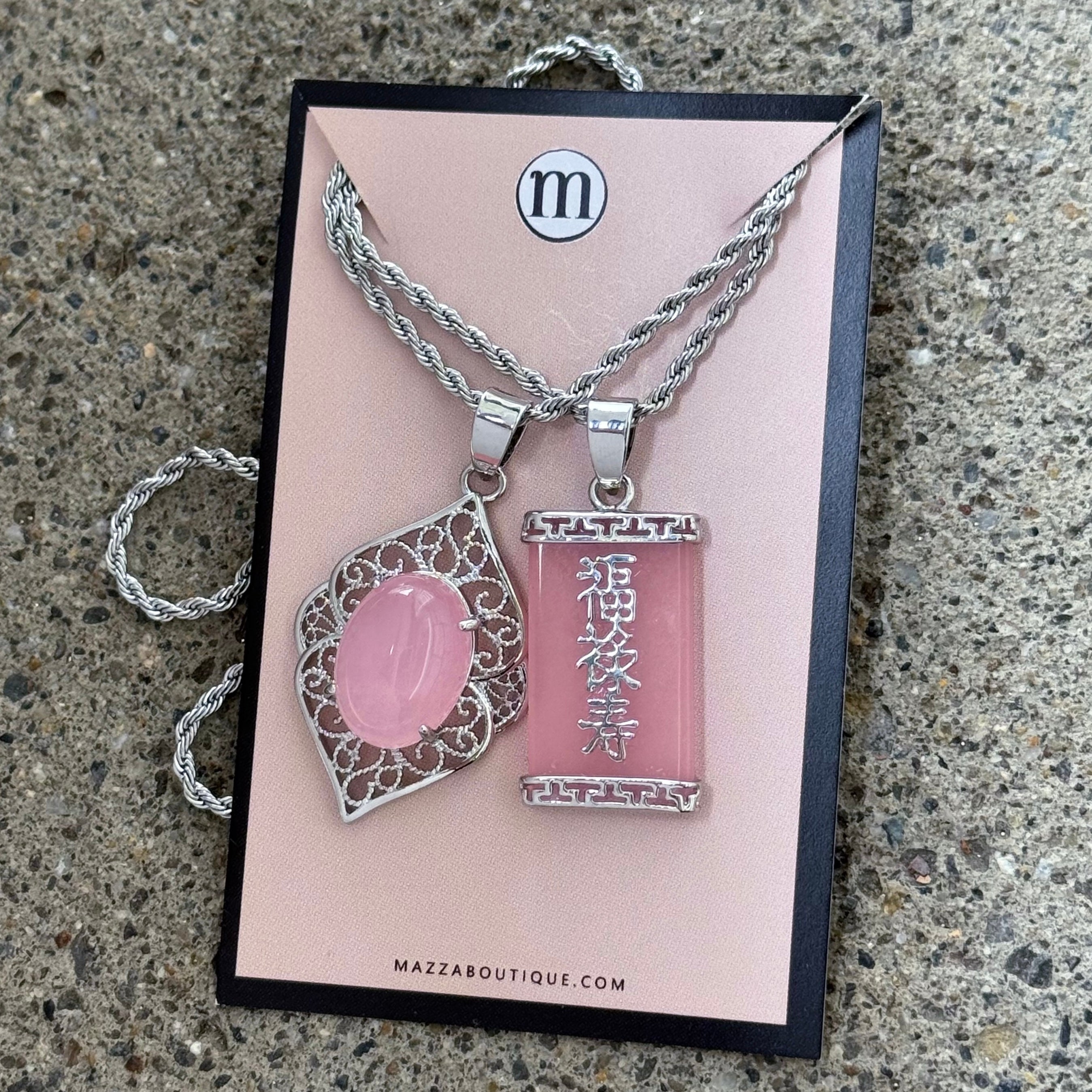 SILVER BLESSING AMARA PINK JADE  set