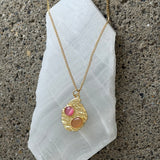 GOLD MELTED PINK CATS EYE CITRINE necklace