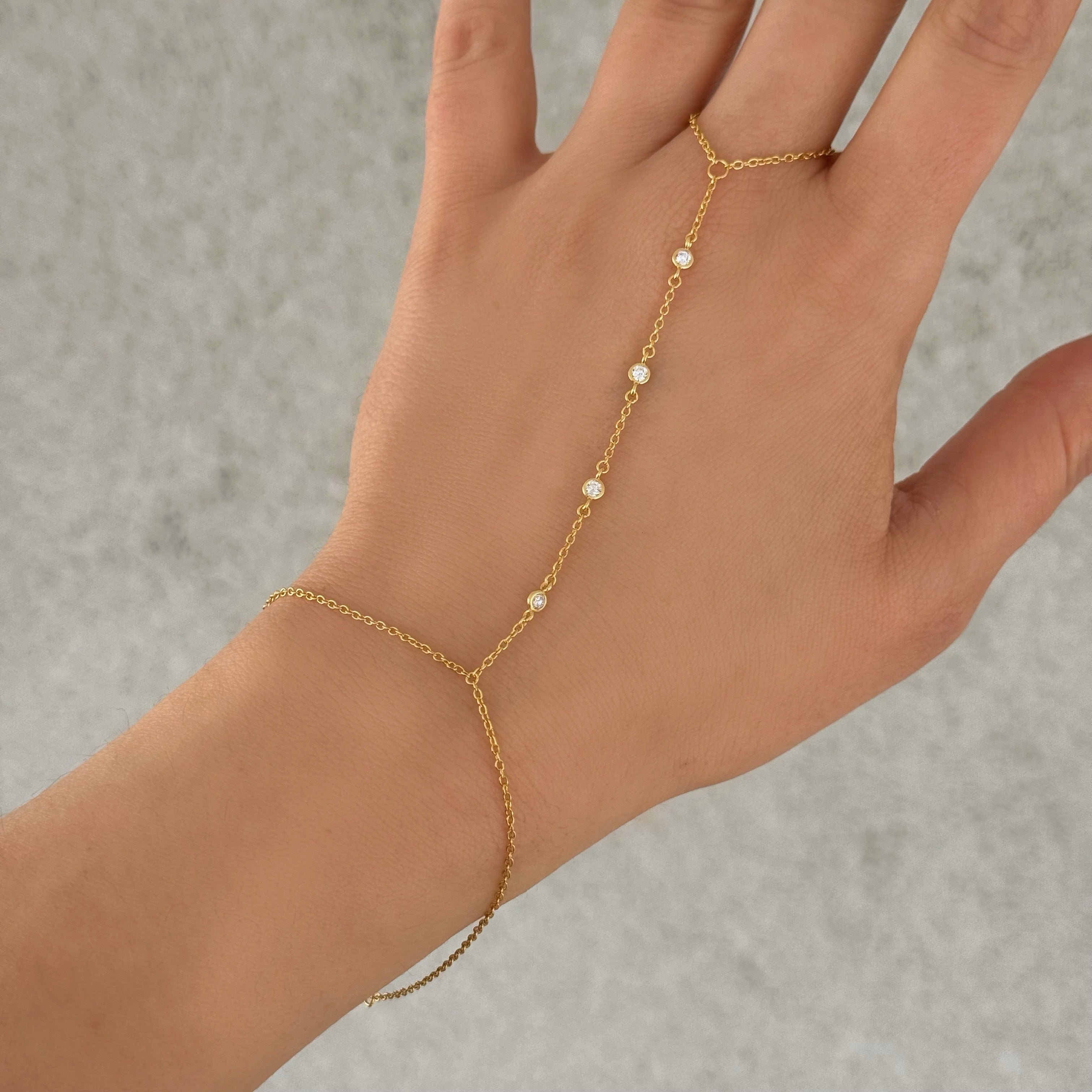 GOLD CRYSTAL BEZEL HAND CHAIN bracelet