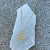 GOLD CRYSTAL HEART MAMA necklace