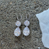 SILVER DOUBLE CRYSTAL TEARDROP earrings