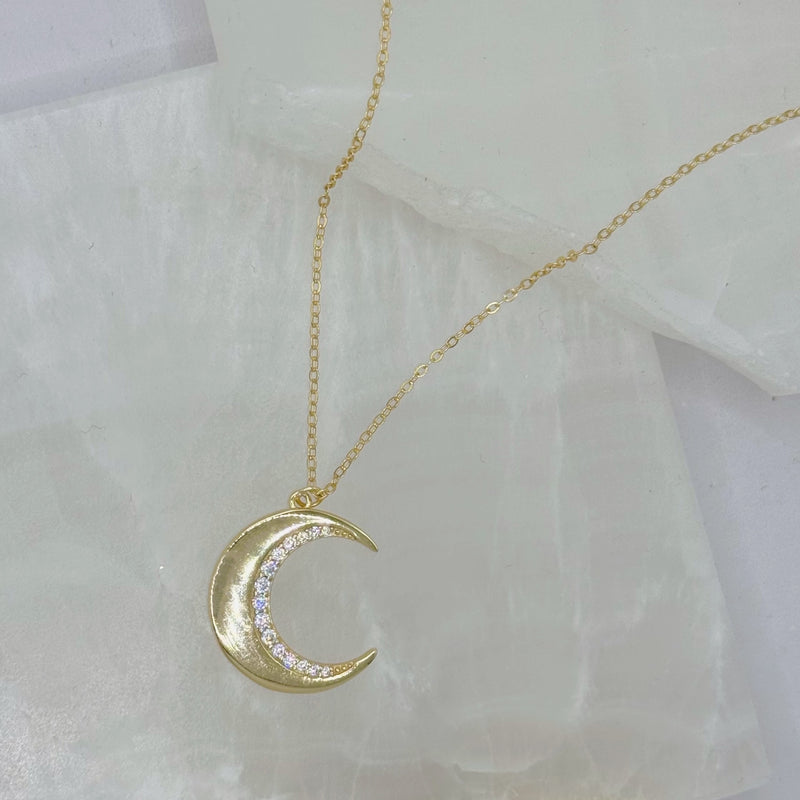GOLD CRYSTAL ENCHANTED CRESCENT MOON necklace