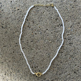WHITE QUARTZ BEADED CHARM CLASP necklace