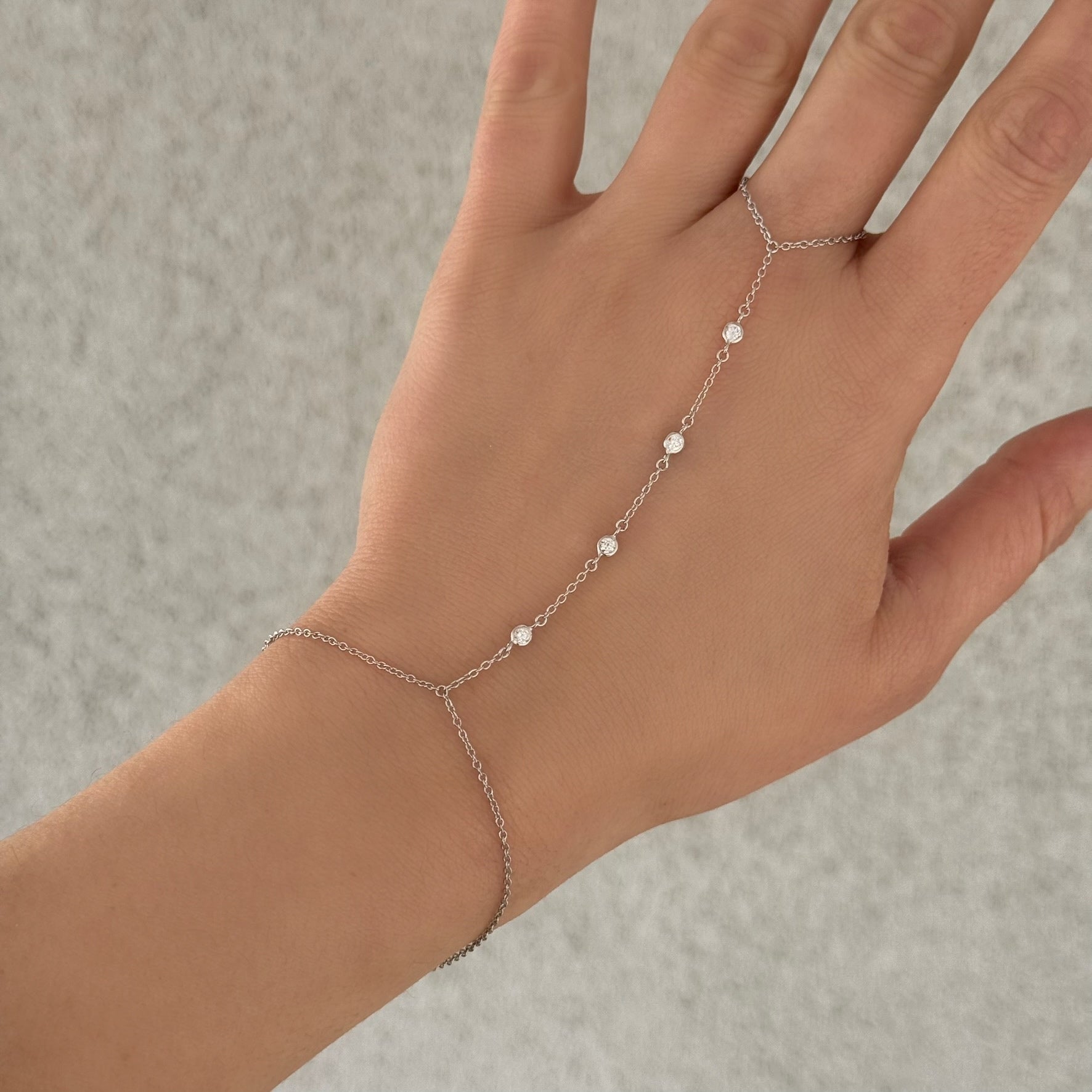 SILVER CRYSTAL BEZEL HAND CHAIN bracelet