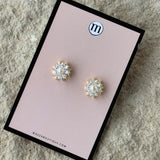 GOLD FLOWER CRYSTAL PEARL STUD earrings