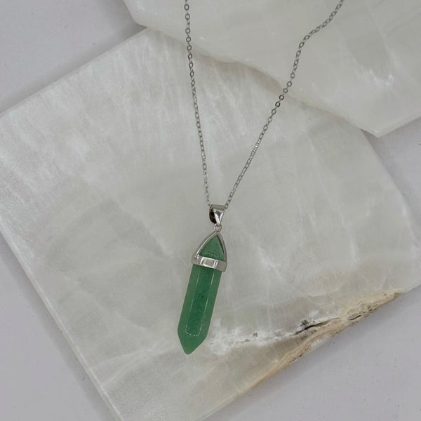 SILVER AVENTURINE AMULET necklace