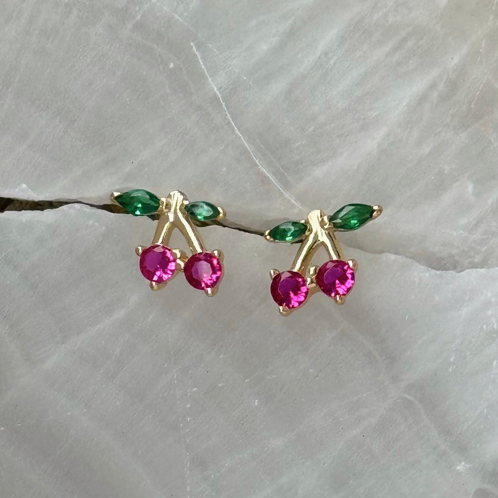 GOLD CRYSTAL CHERRY STUD earrings