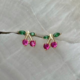 GOLD CRYSTAL CHERRY STUD earrings