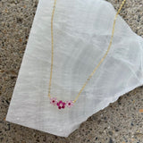 GOLD PINK CRYSTAL FLOWER BAR necklace