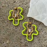 LIME GREEN SQUIGGLE earrings