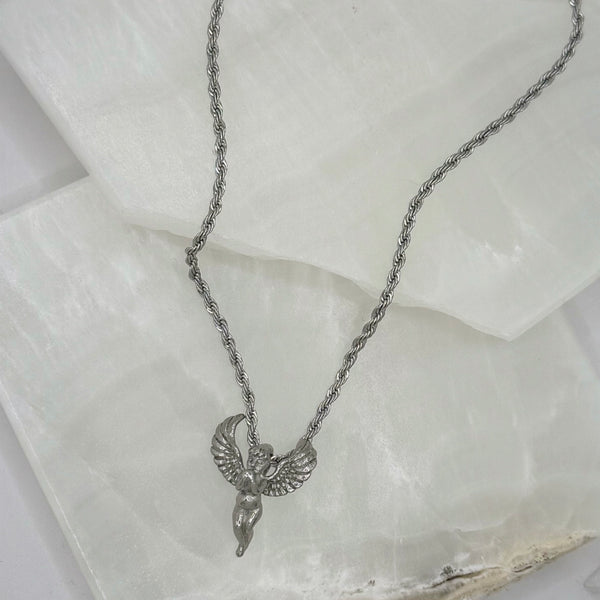 SILVER GUARDIAN ANGEL necklace
