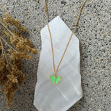 LIME GREEN ENAMEL BUTTERFLY MINI necklace