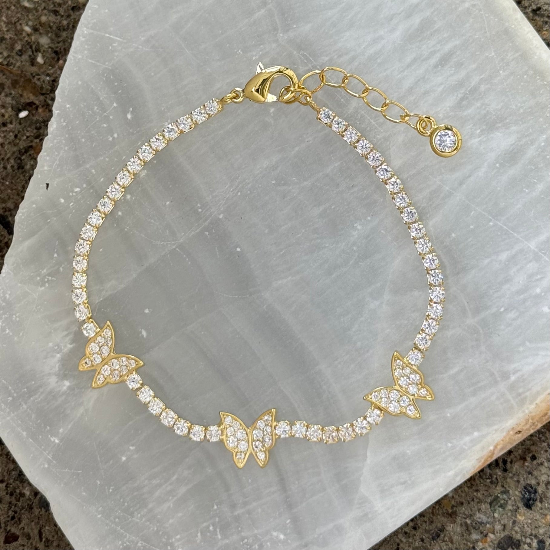 GOLD CRYSTAL BUTTERFLY TENNIS bracelet