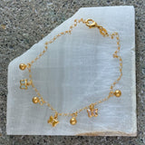 PASTEL BUTTERFLY GOLDEN BALL anklet