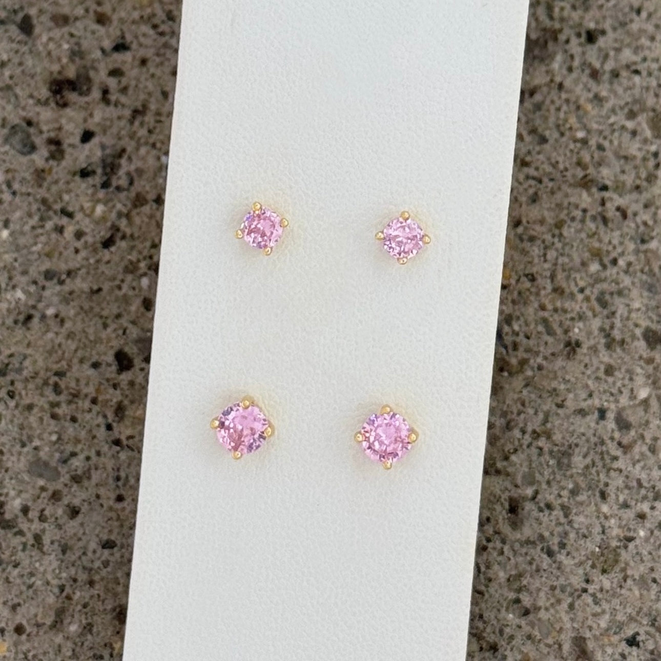 ROUND PINK TOPAZ STUD earrings