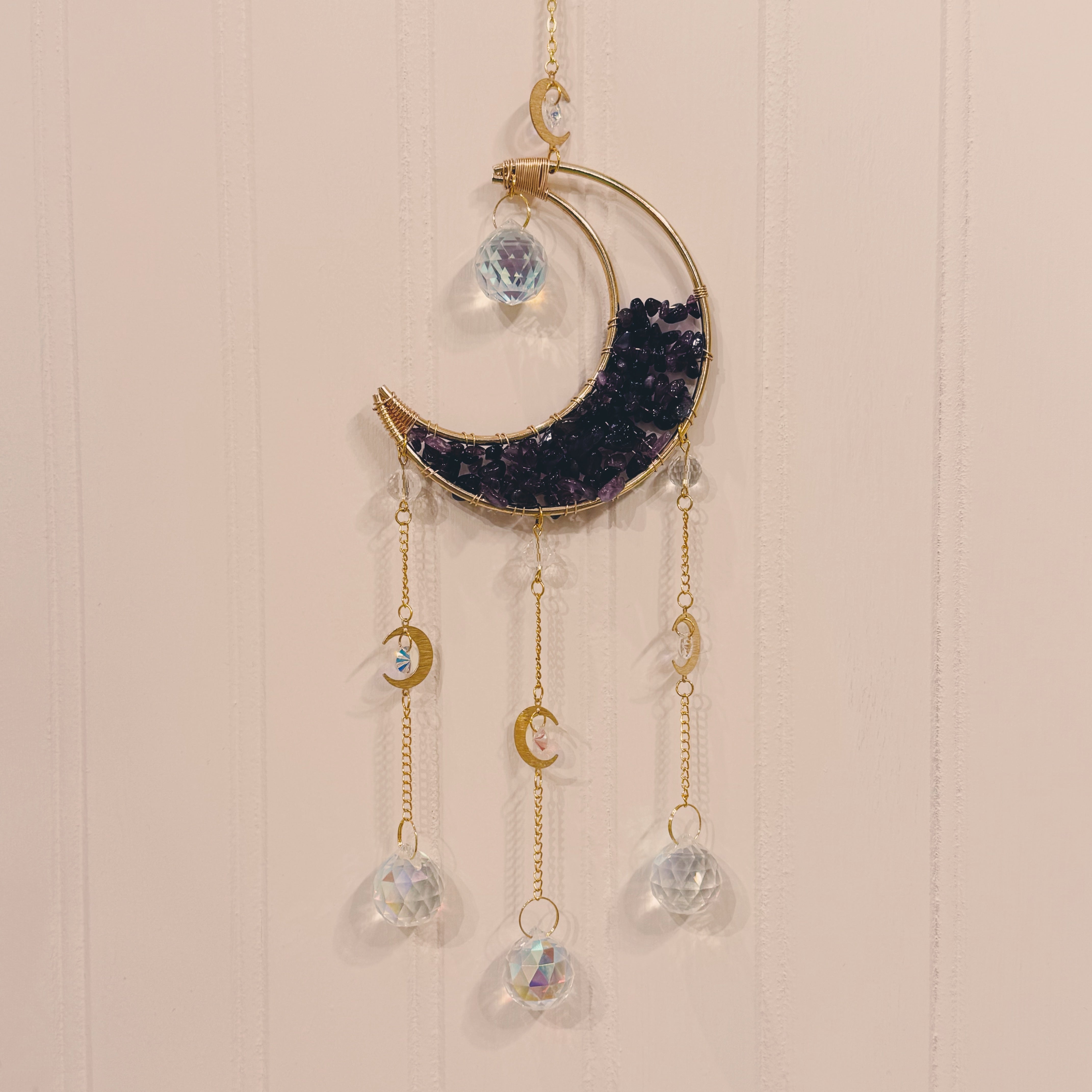AMETHYST CRESCENT MOON sun catcher