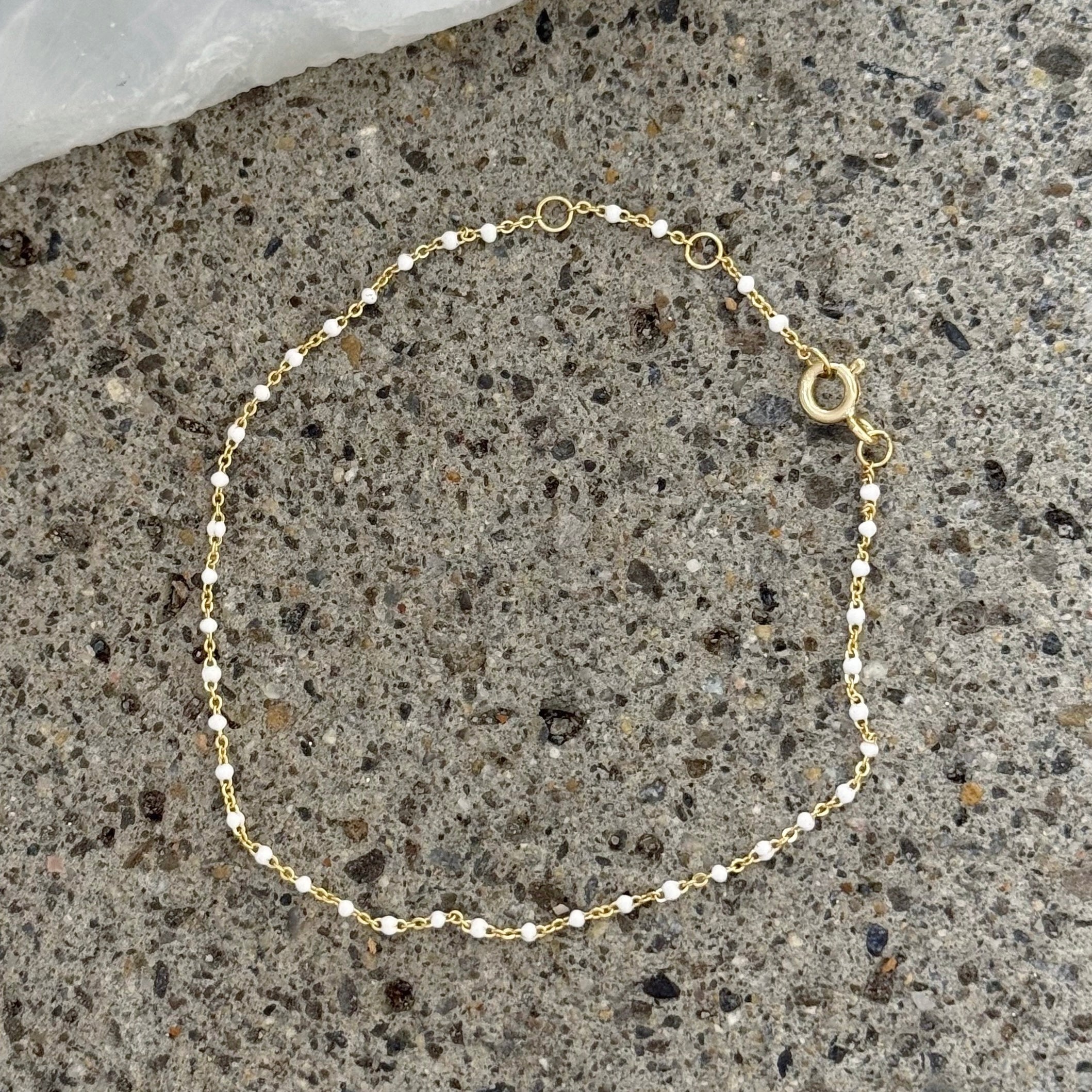 GOLD DAINTY WHITE BEADED bracelet
