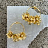 GOLD TRI FLOWER earrings